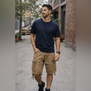 Jordan Craig Cargo Shorts Men’s Tan Khaki Utility Pocket Shorts Size 32